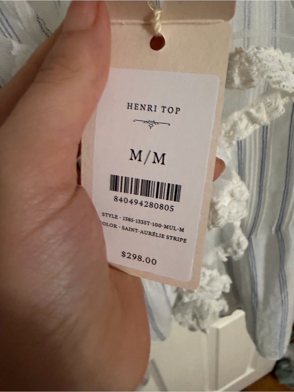 Doen Henri Striped Ruffle Front Top Size Medium - Picture 10 of 11